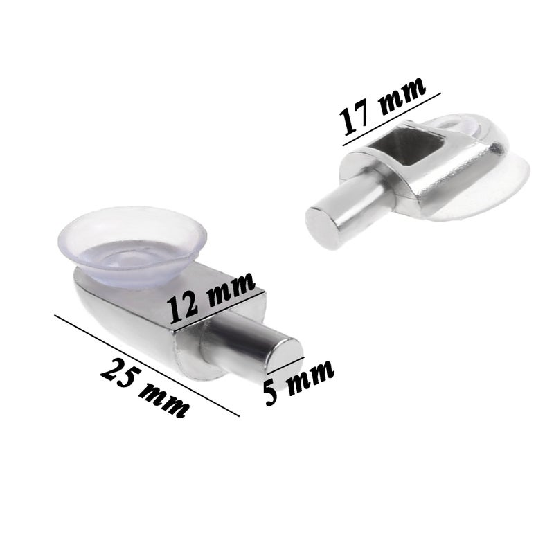 BCP 30pcs 5mm Silver Tone Clear Suction Cup Glass Shelf Support Holder Metal Pin - Image 2